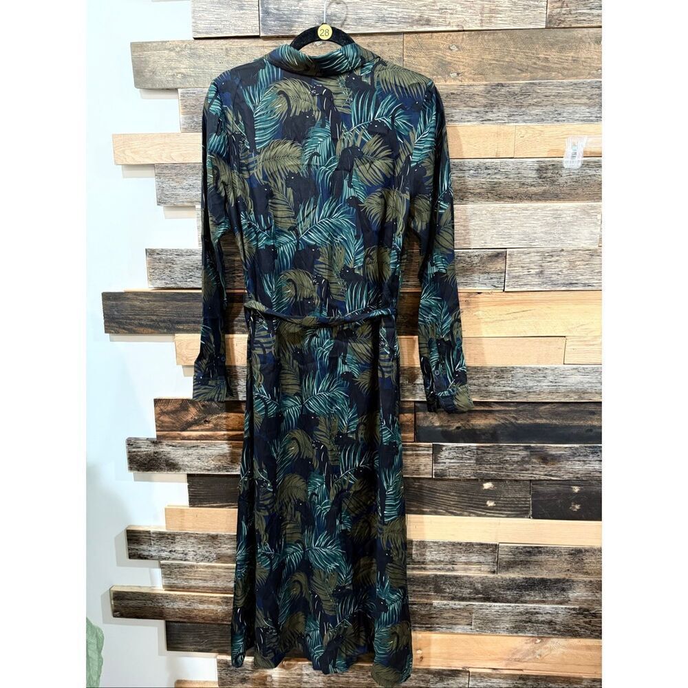 Boden long-sleeve midi shirt dress panthers tropical print size 6R - Picture 3 of 10